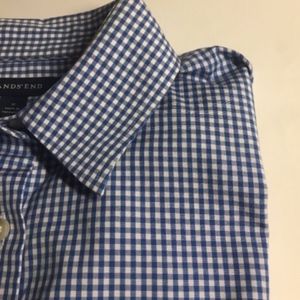 Lands' End Blue Gingham Cotton Button Down 12